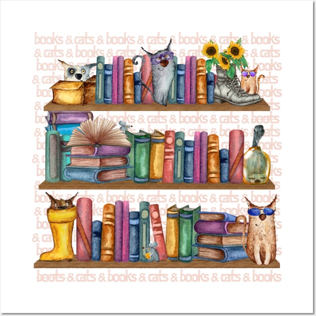 Books and Cats not Boots and Cats! Wall Art by ARTHE